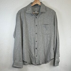 Giasone Shirt Mens Large Gray Long Sleeve Jersey Knit Button Up Preppy Cotton